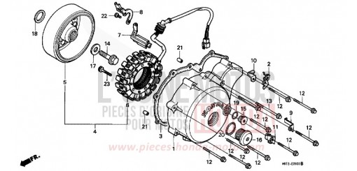 LEFT CRANKCASE COVER/ GENERATOR VT600CL de 1990